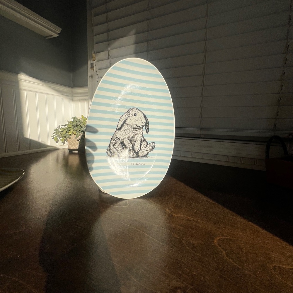 Blue Striped Bunny Plate